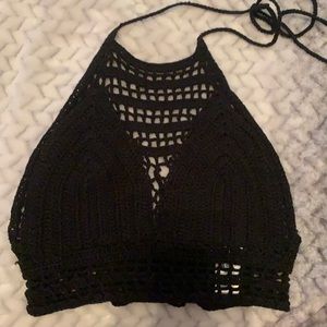 Black Crochet Crop Top